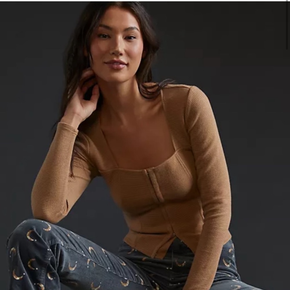 Anthropologie BB Dakota Ribbed Corset- seamed Top
